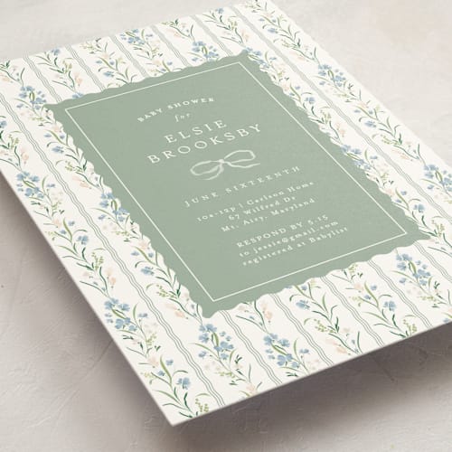 This is a garden greens baby shower postcards with standard by Erin L. Wilson called dorothy printing on signature in postcard