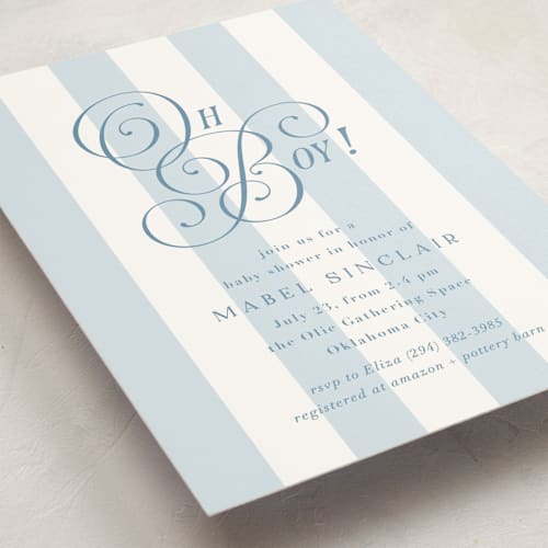 This is a bluebonnet baby shower postcards with standard by Laura Hankins called oh boy! printing on signature in postcard