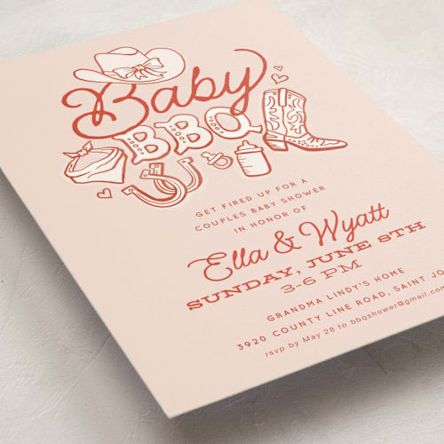 This is a cherry pie baby shower postcards with standard by Jessie Steury called cute country bbq printing on signature in postcard