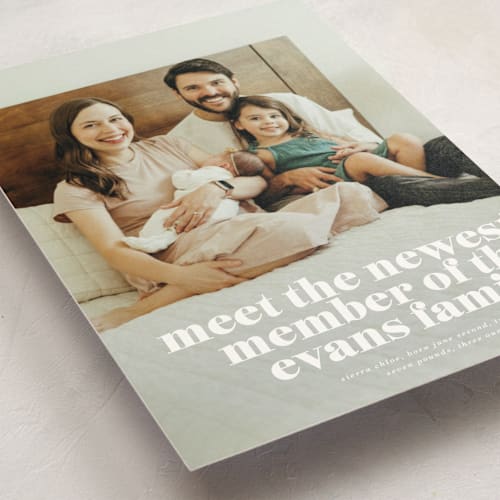 This is a cloud petite birth announcements with standard by Lori Wemple called newest printing on signature in petite