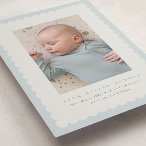 This is a sky petite birth announcements with standard by Nicoletta Savod called charmed printing on signature in petite