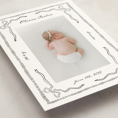 This is a stone petite birth announcements with standard by Jelena Vuletic called arabella printing on signature in petite