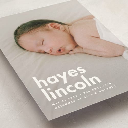 This is a cloud petite birth announcements with standard by Ellen Schlegelmilch called hayes printing on signature in petite