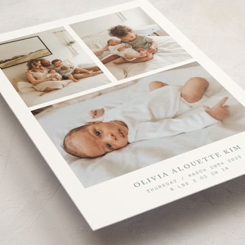 This is a shortcake petite birth announcements with standard by Bramble Studio called windows to our heart printing on signature in petite