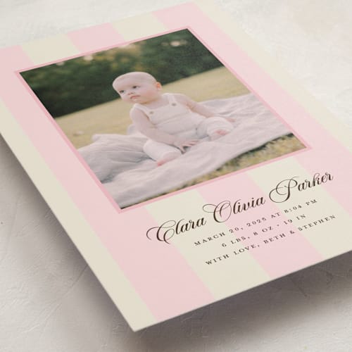 This is a fragola petite birth announcements with standard by Megan Davis called gelato printing on signature in petite