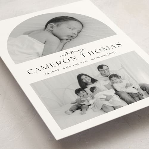 This is a sugar birth announcement postcards with standard by Ashley Iwafuchi called simply introducing printing on signature in postcard