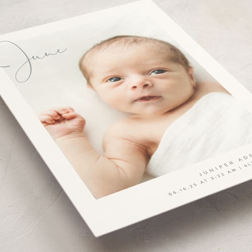 This is a storm birth announcement postcards with standard by Olivia Raufman called chic introduction printing on signature in postcard