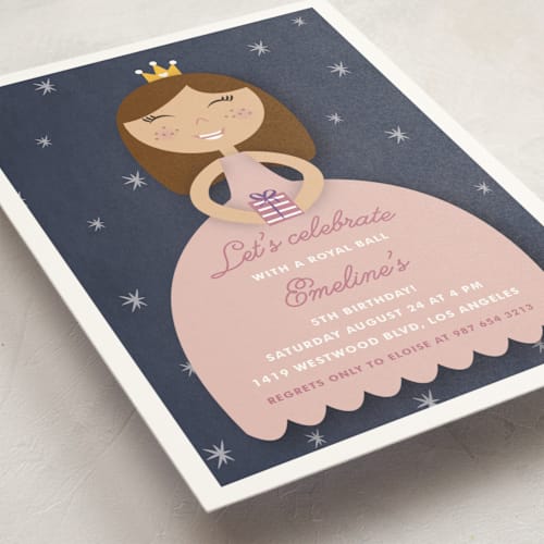 This is a cindy kids birthday invitations with standard by Giselle Zimmerman called royal ball printing on signature in postcard