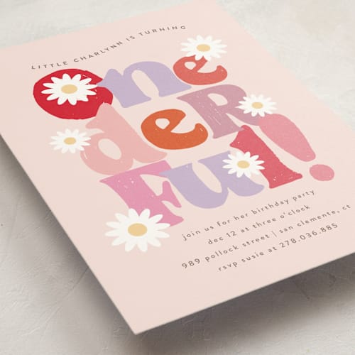 This is a petal kids birthday invitations with standard by chocomocacino called lei printing on signature in postcard