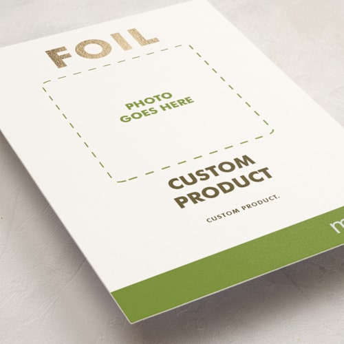 This is a gold christmas postcards with foil pressed by Minted called portrait custom printing on signature in postcard