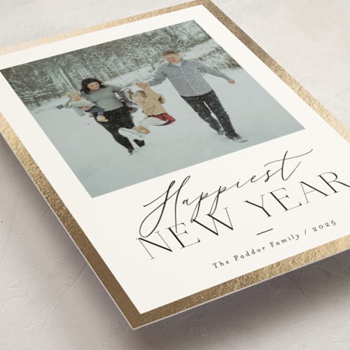 This is a snow christmas postcards with foil pressed by Carolyn Nicks called delicate frame printing on signature in postcard