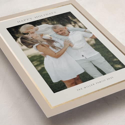 This is a crepe christmas postcards with foil pressed by Nicole Walsh called foil frame printing on signature in postcard