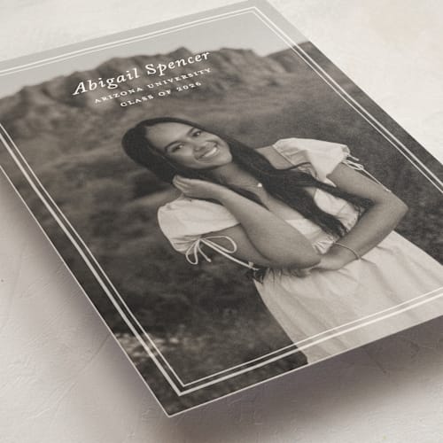 This is a cream graduation announcements with standard by Ellen Schlegelmilch called abigail printing on signature in petite