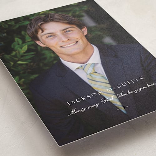 This is a cloud graduation announcements with standard by Sara Hicks Malone called academy printing on signature in petite