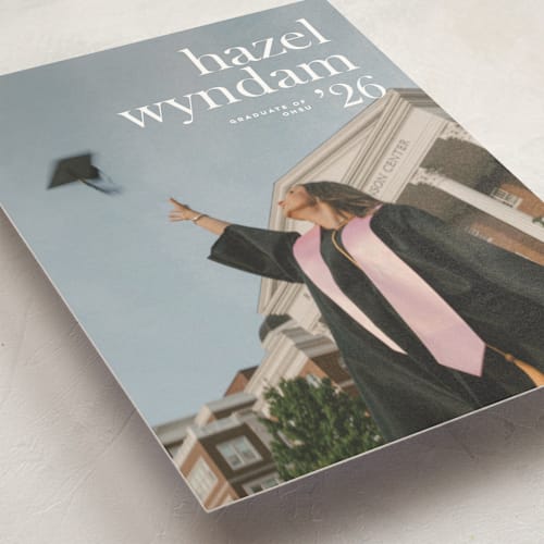 This is a moon graduation announcements with standard by Bryanna Mehner called crest printing on signature in petite