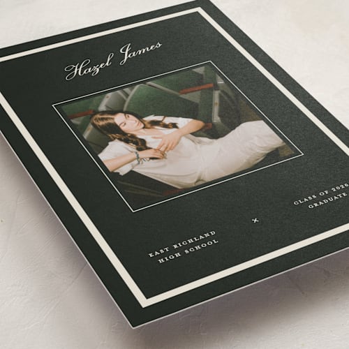 This is a jade graduation announcements with standard by Pixel and Hank called prepped printing on signature in petite