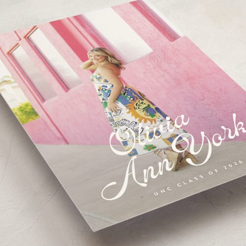 This is a diamond graduation announcements with standard by Julie Ley called modern retro printing on signature in petite