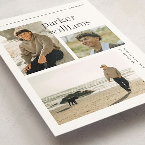 This is a onyx graduation announcements with standard by Pixel and Hank called margins printing on signature in petite