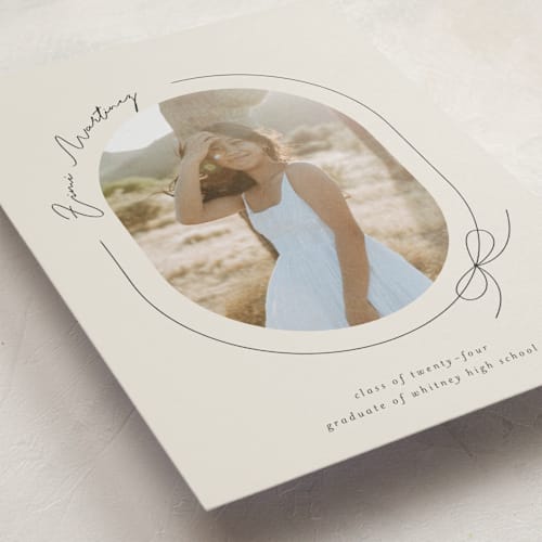 This is a latte graduation announcements with standard by Blustery August called etna printing on signature in petite