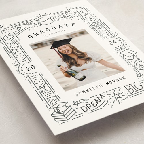 This is a snow graduation announcements with standard by Stephanie Hawkes called dream big grad printing on signature in petite