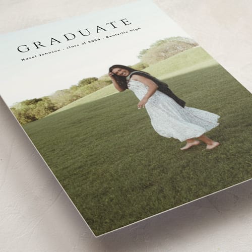 This is a pepper graduation announcements with standard by Bryanna Mehner called minimalism printing on signature in petite