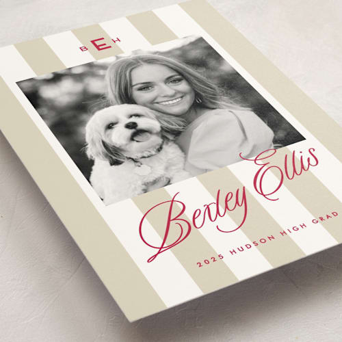 This is a parchment graduation announcements with standard by Susan Zinader called bexley printing on signature in petite