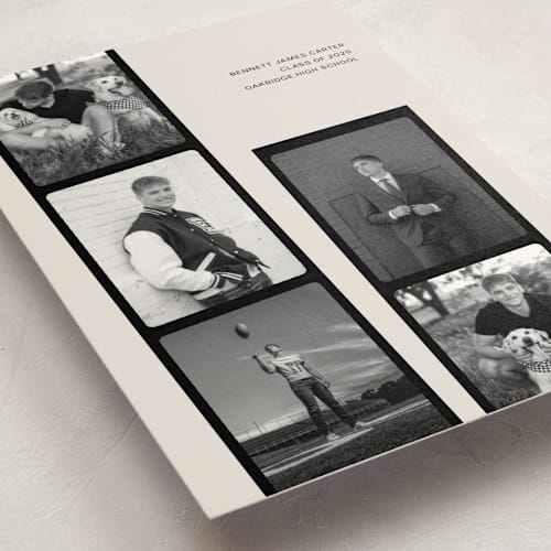 This is a shadow graduation announcements with standard by taylorVdesign called highlight reel printing on signature in petite