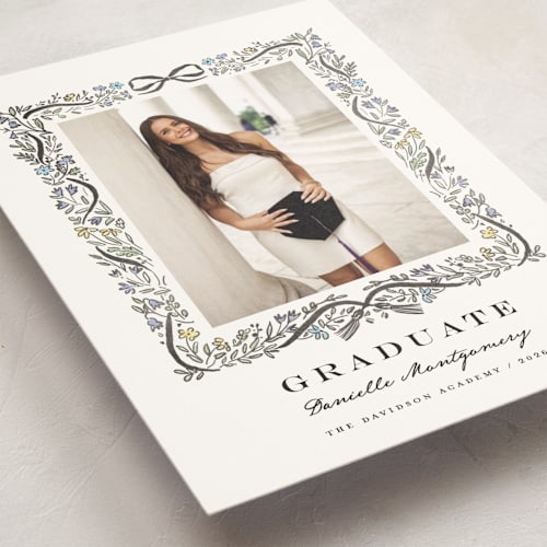 This is a ink graduation announcements with standard by Petra Kern called floristica printing on signature in postcard