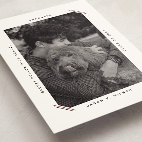 This is a coal graduation announcements with standard by Claudia Orengo called color stripes printing on signature in postcard