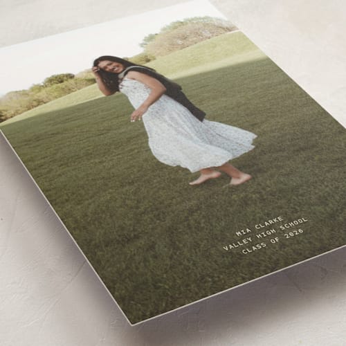 This is a cream graduation announcements with standard by JoAnn Jinks called titled printing on signature in postcard