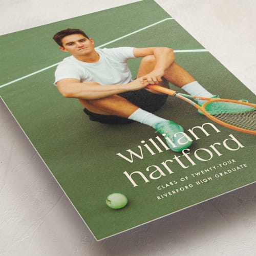 This is a silk graduation announcements with standard by Ellen Schlegelmilch called hartford printing on signature in postcard