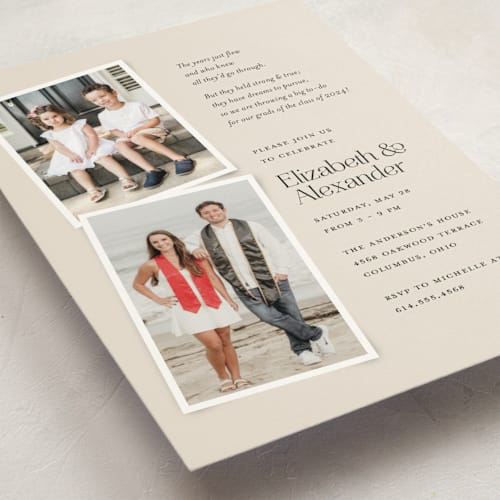 This is a ivory graduation invitations with standard by Heather Schertzer called big to-do printing on signature in postcard