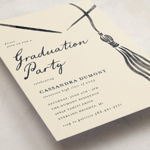 This is a ink graduation invitations with standard by Jamie Alexander called inked printing on signature in postcard