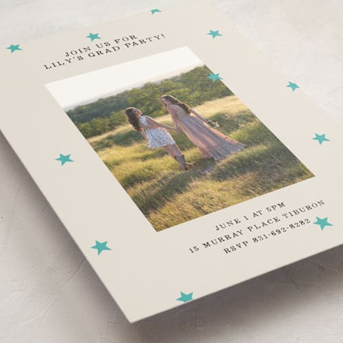 This is a frost graduation invitations with standard by Kercia Jane called tiny star confetti printing on signature in postcard