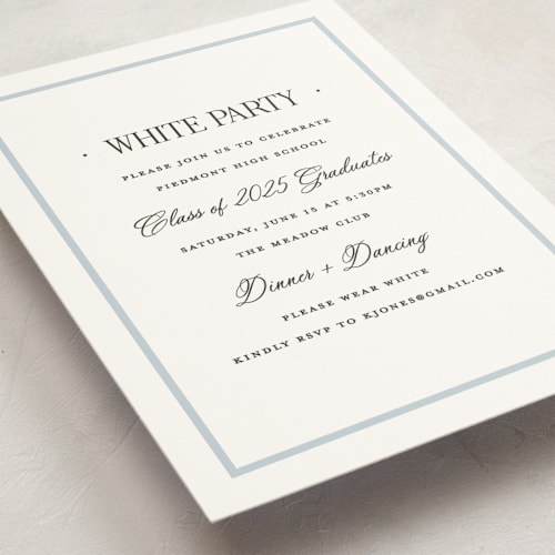 This is a hydrangea graduation invitations with standard by Carolyn MacLaren called dotted classic printing on signature in postcard