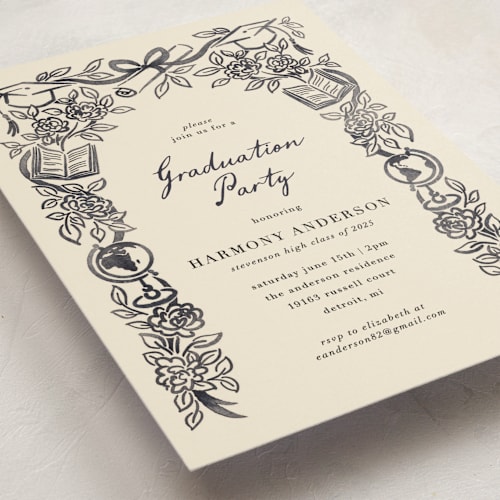 This is a ink graduation invitations with standard by Jamie Alexander called future in bloom printing on signature in petite