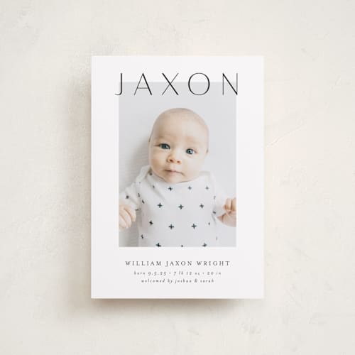 This is a ash petite birth announcements with standard by Lehan Veenker called lift printing on recycled smooth signature in petite