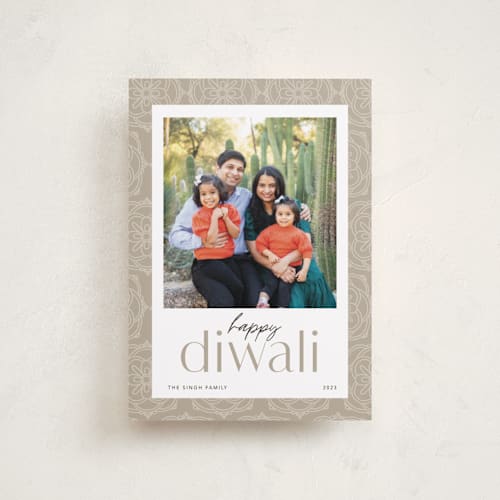 This is a sand diwali cards with standard by Robert and Stella called colorful pattern printing on recycled smooth signature in petite