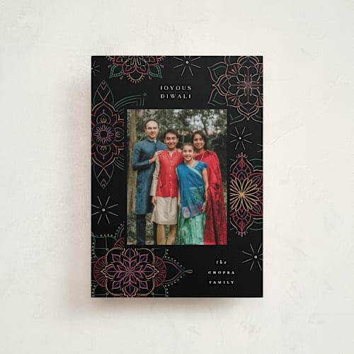 This is a garden diwali cards with standard by Grae called joyous lights printing on recycled smooth signature in petite