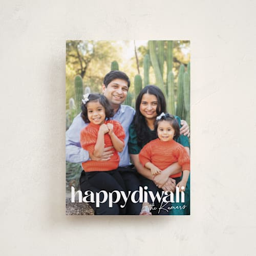 This is a linen diwali cards with standard by Robert and Stella called mod diwali printing on recycled smooth signature in petite