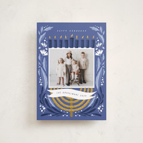 This is a winter sky hanukkah cards with standard by Grae called season of miracles printing on recycled smooth signature in petite