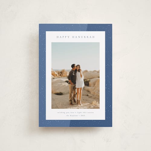 This is a celestial hanukkah cards with standard by Emily Sabol Goss called textured printing on recycled smooth signature in petite