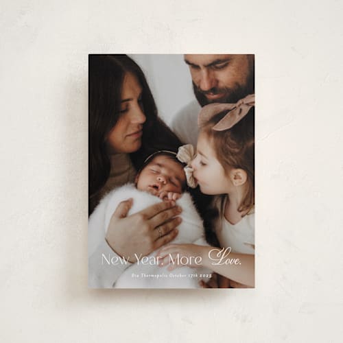 This is a snow babys first christmas with standard by Angela Garrick called more love printing on recycled smooth signature in petite