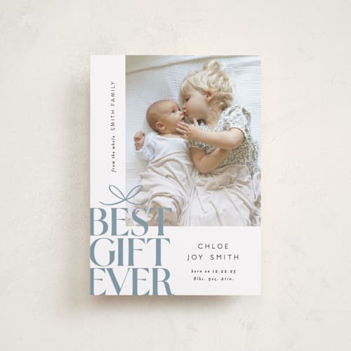 This is a frost babys first christmas with standard by Alethea and Ruth called best gift ever bow printing on recycled smooth signature in petite