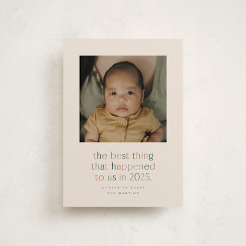 This is a teal babys first christmas with standard by Ellen Schlegelmilch called the best thing printing on recycled smooth signature in petite