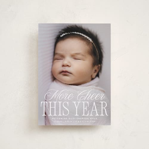 This is a snow babys first christmas with standard by Susan Asbill called blessed welcome printing on recycled smooth signature in petite