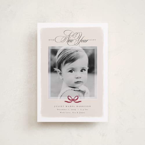 This is a vanilla babys first christmas with standard by Nicoletta Savod called our blessed gift printing on recycled smooth signature in petite