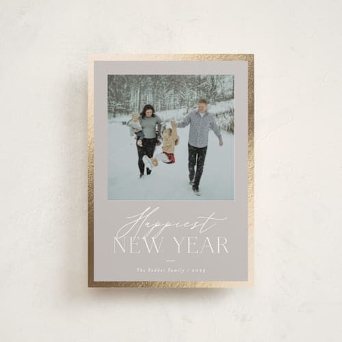 This is a fog petite holiday cards with foil pressed by Carolyn Nicks called delicate frame printing on recycled smooth signature in petite