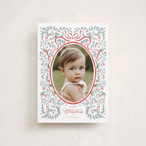 This is a cherry petite holiday cards with standard by Tamara Hilje called charming printing on recycled smooth signature in petite