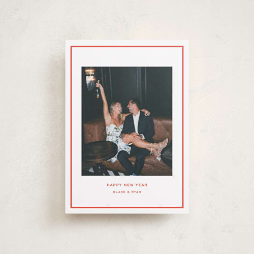 This is a candy cane petite holiday cards with standard by Megan Davis called bowery printing on recycled smooth signature in petite